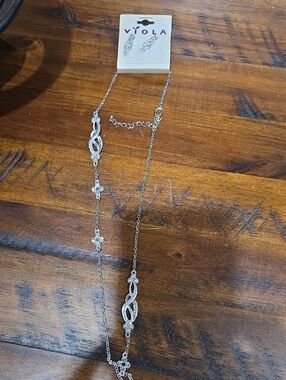 Silver-Tone Crystal Station Long Necklace - Silver